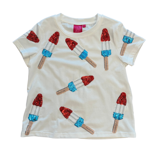Queen of Sparkles White Scattered Bomb Pop Tee - Kid's