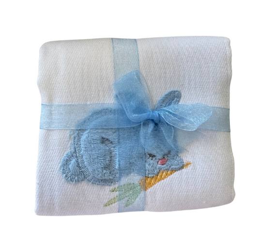 Blue Bunny Applique Burp Cloth