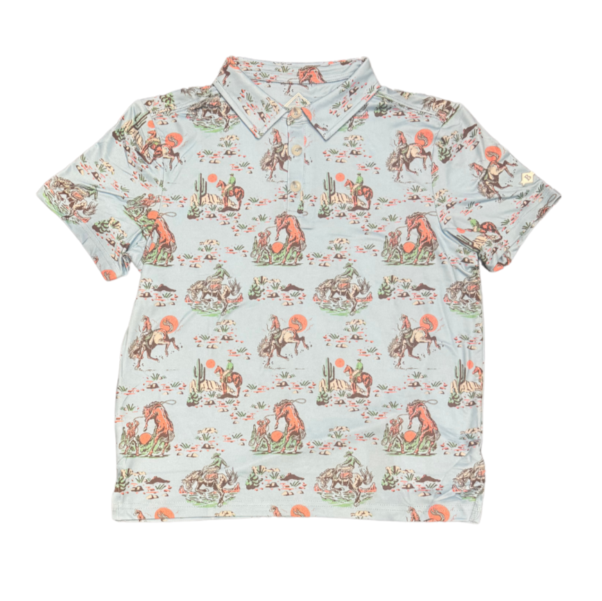 Youth Polo- Cowboy Up- Blue