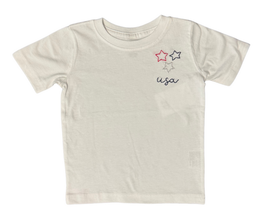 USA Stars Embroidered Tee