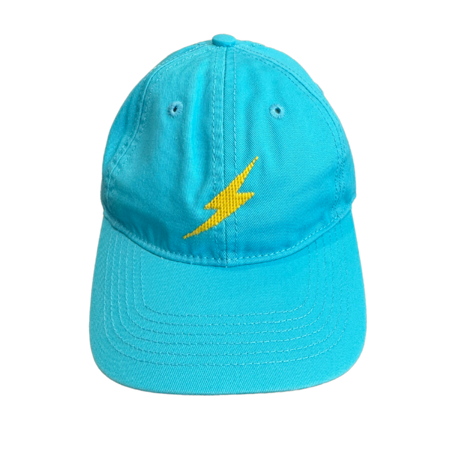 Needlepoint Lightning Bolt Hat - Aqua