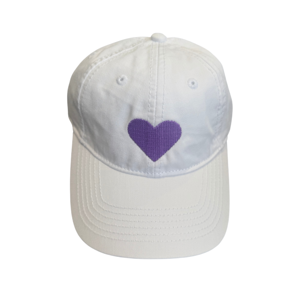 Needlepoint Heart Hat - White