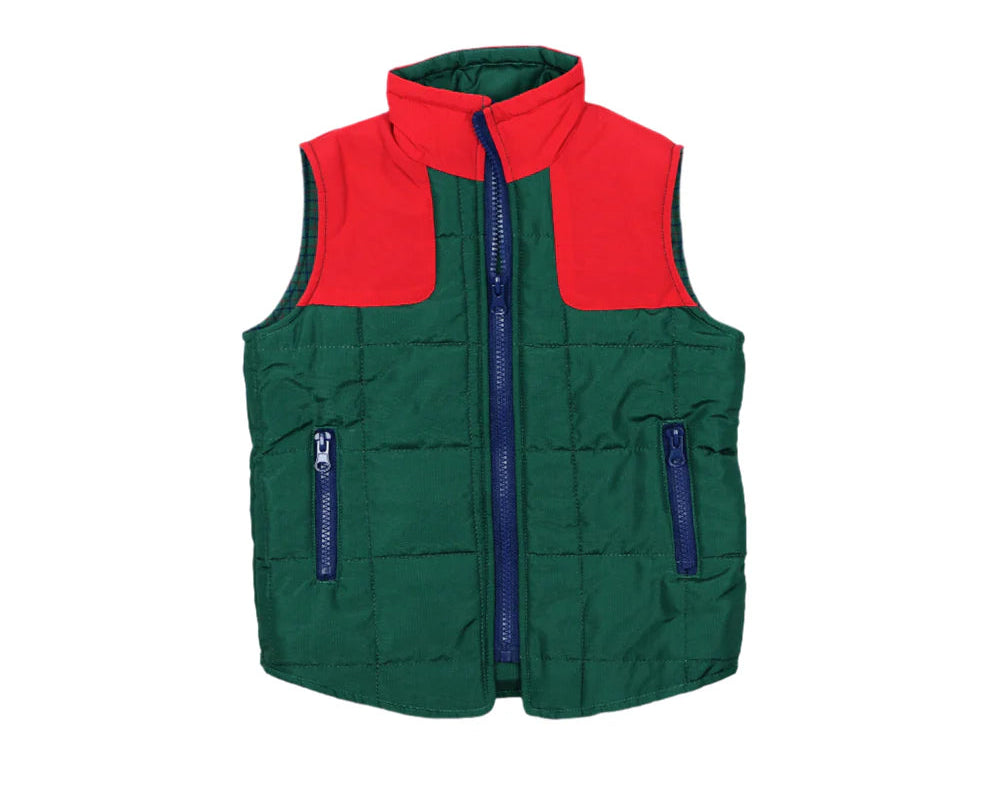 BlueQuail Green and Red Tattersall Vest