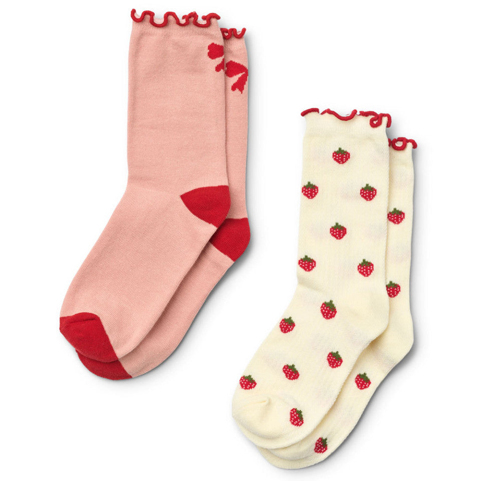 Vigga Socks 2 Pack- Pointelle Berry