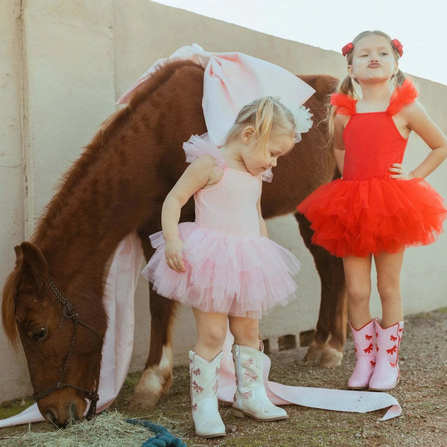 Cowgirl Red and Pink Bow Boots