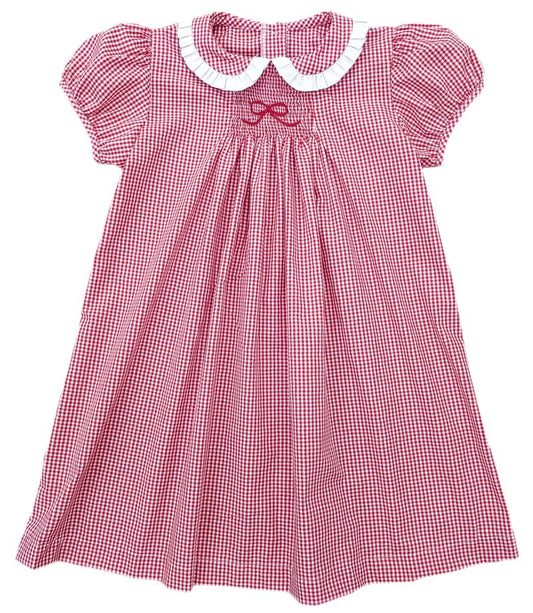 Sage Smocked Red Bow Dress