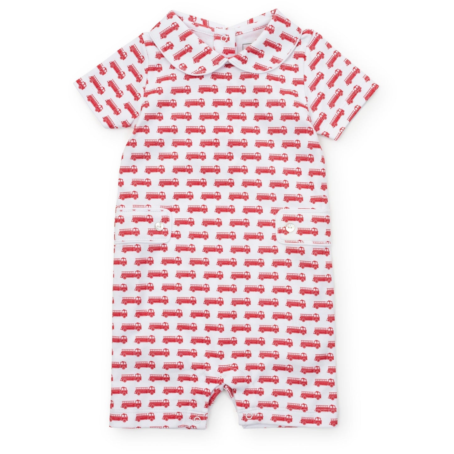 Lila and Hayes Henry Boys' Pima Cotton Shortall - Fire Truck Red