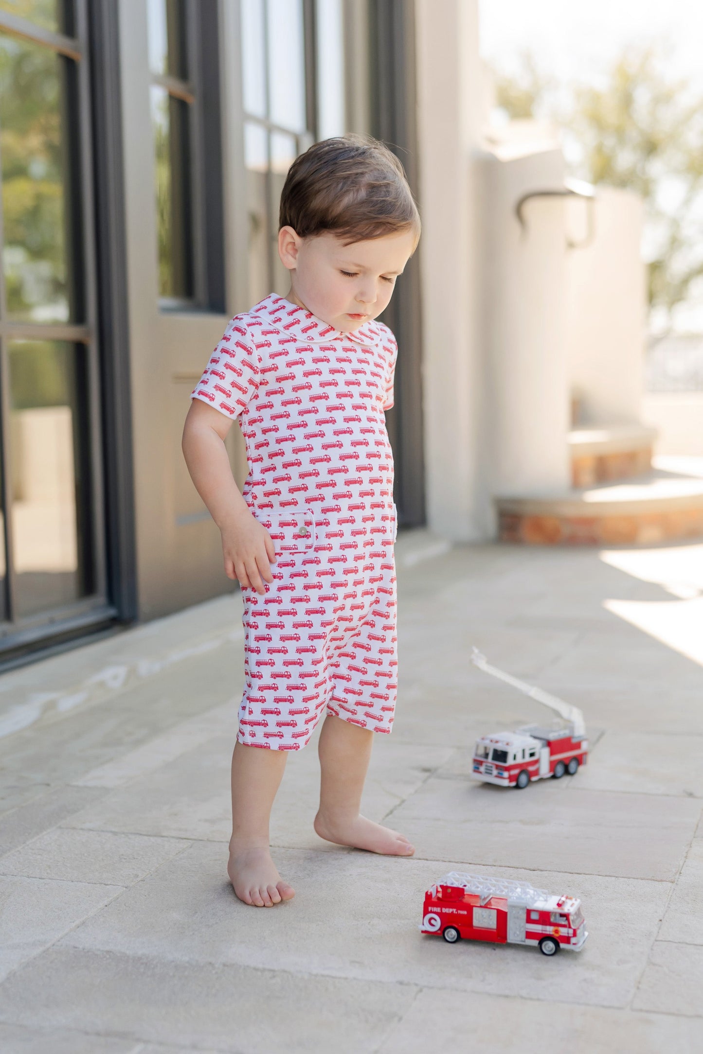 Henry Boys' Pima Cotton Shortall - Fire Truck Red