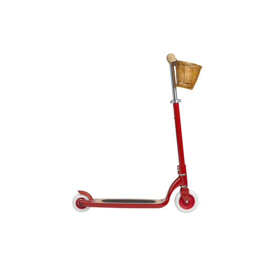 Banwood Maxi Scooter - Red with wicker basket