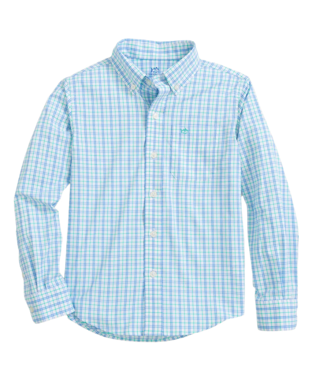 Southern Tide Intercoastal Turnberry Plaid Sport Shirt- Boat Blue