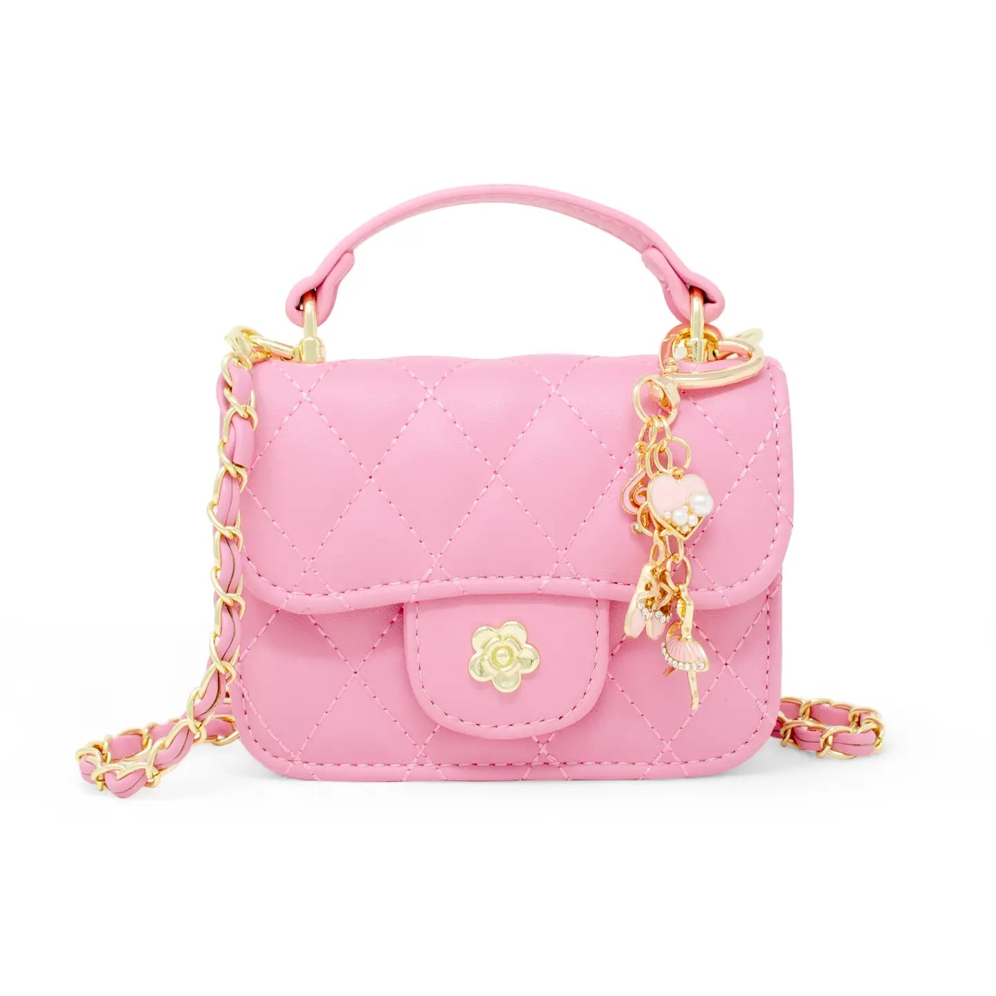 Tiny Quilted Ballet Charm Handbag- Pink