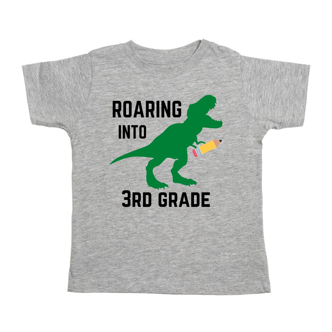 Sweet Wink Roaring Into Third Grade Short Sleeve T-Shirt - Gray