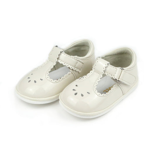 Baby Dottie Scalloped T-Strap Mary Jane- Cream