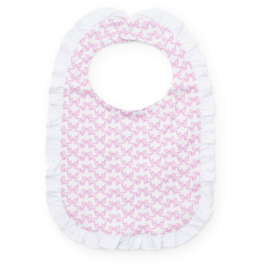 Ruffled Girls' Bib - Pretty Pink Bows