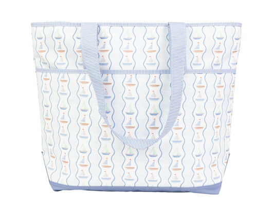 Apple of My Isla The Beach Bag- Sailboats