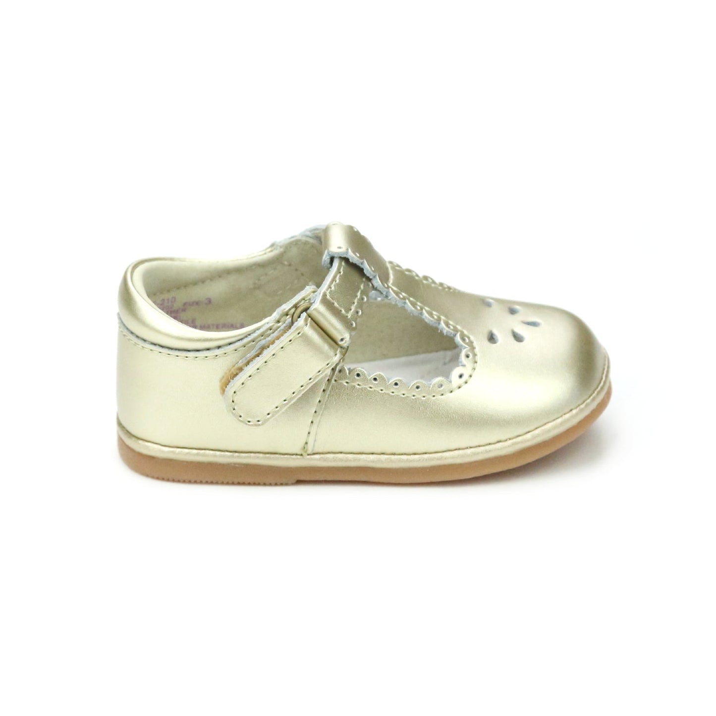 Baby Dottie Scalloped T-Strap Mary Jane- Gold