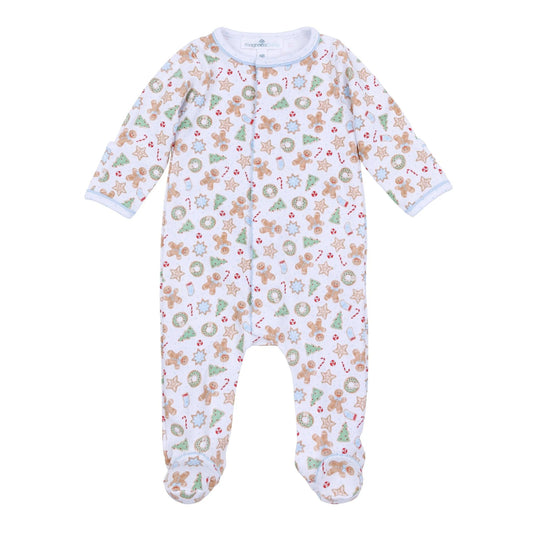 Frosted Wonderland Printed Zipper Footie- Blue