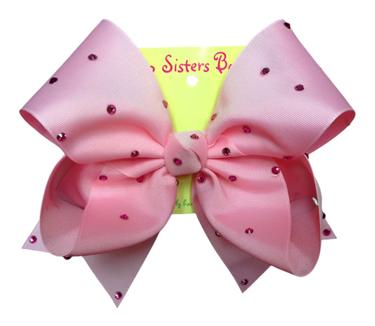Two Sisters Bows Fuchsia Crystal Large Bow- Baby Pink