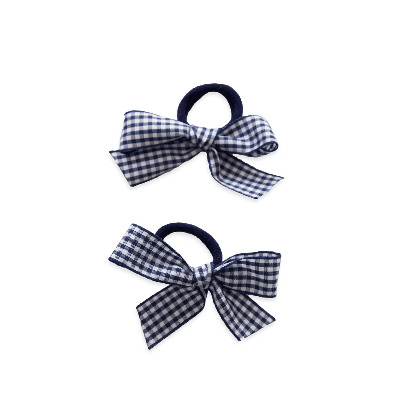 Eva's House Mini Gingham Hair Ties- Navy Blue
