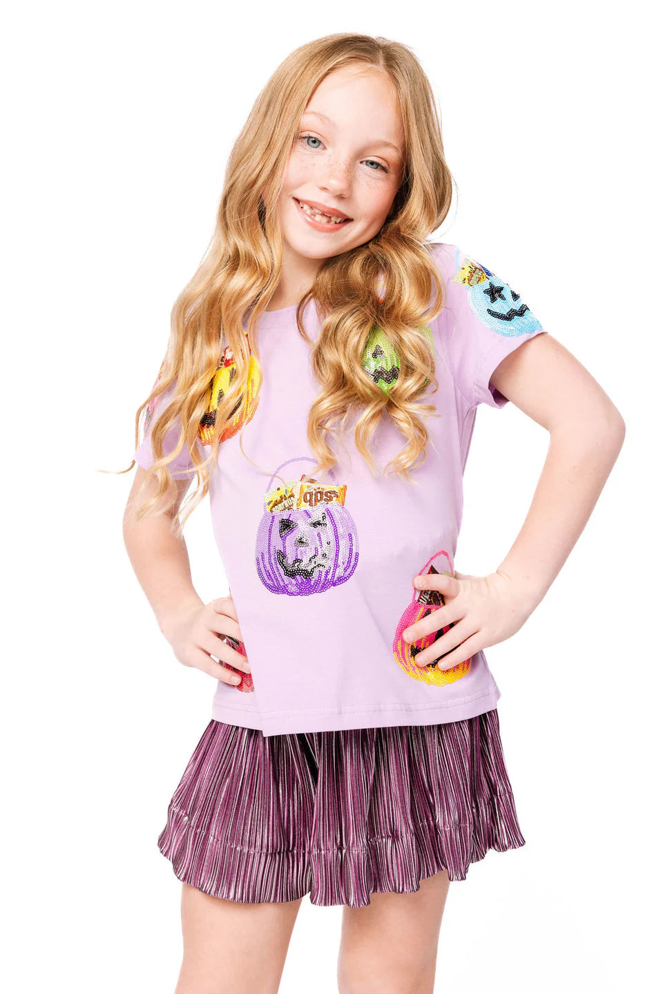 Queen of Sparkles Halloween Candy Basket Tee - Kid's