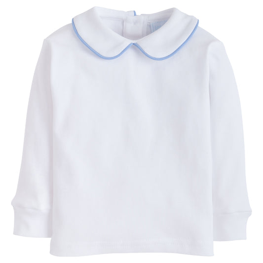 Little English Piped Peter Pan Shirt - Light Blue