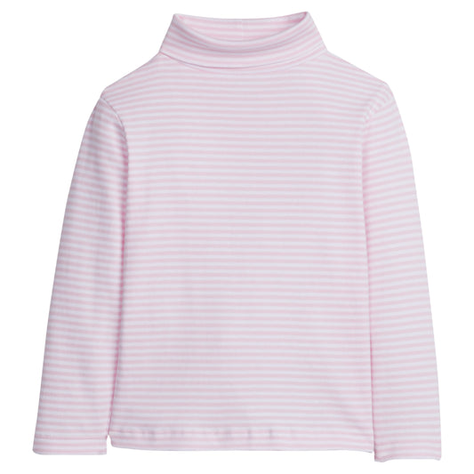 Little English Striped Turtleneck- Light Pink