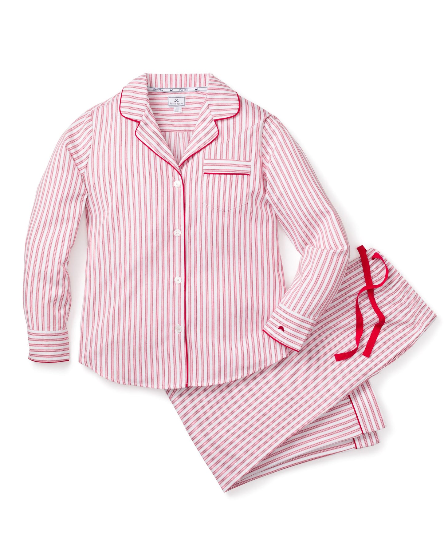 Petite Plume Women's Antique Red Ticking Pajama Set