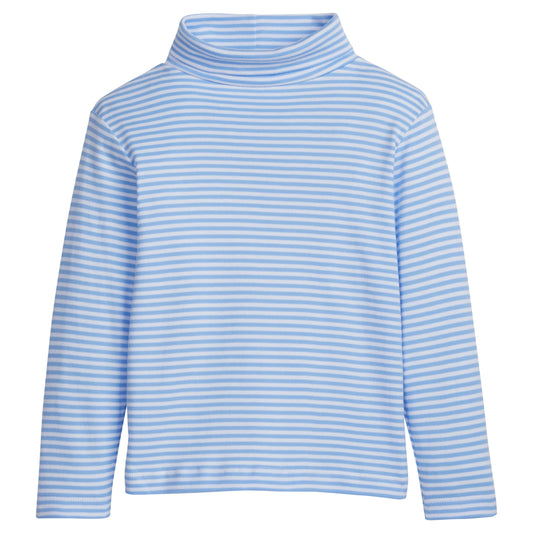 Little English Striped Turtleneck- Light Blue