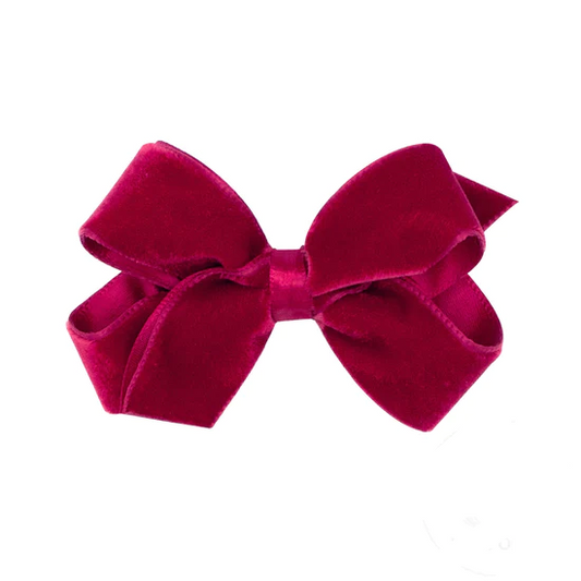Wee Ones Crimson Red Mini Satin Lined Velvet Bow