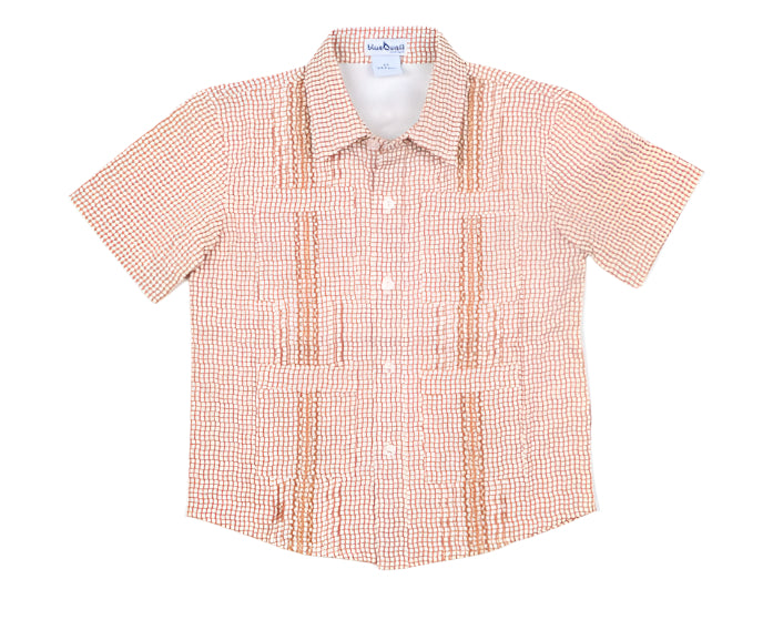 blueQuail Wave Check Gameday Guayabera - Burnt Orange