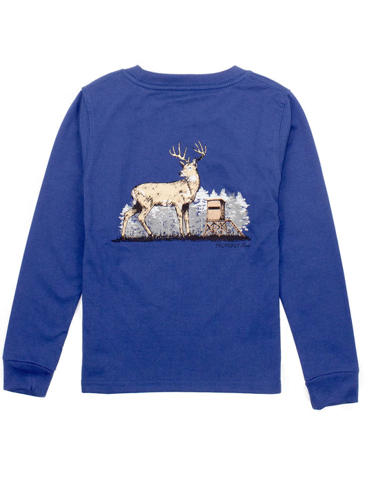 Properly Tied Deer Season Long Sleeve Tee - River Blue