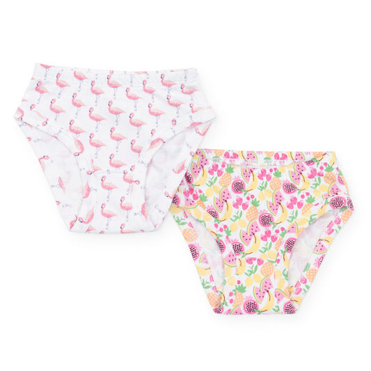 Lila and Hayes Lauren Girls' Underwear Set - Fabulous Flamingos and Tropical Fruits