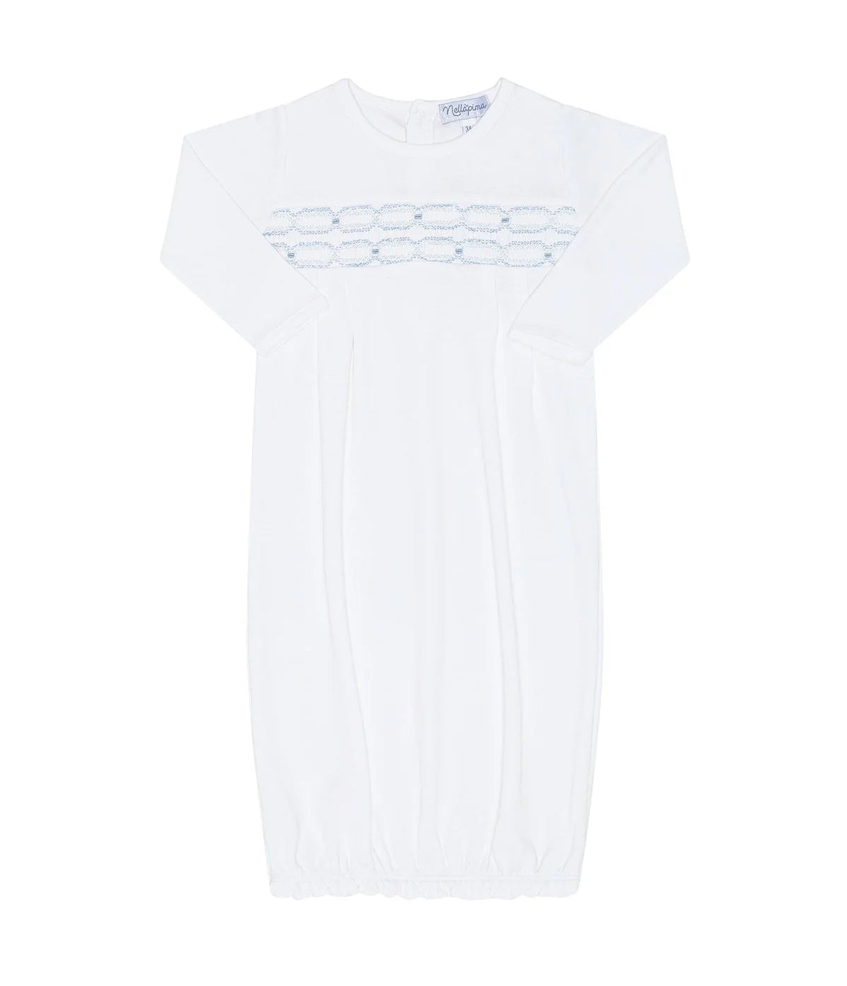 Nellapima Signature Smocked Boys Gown- White