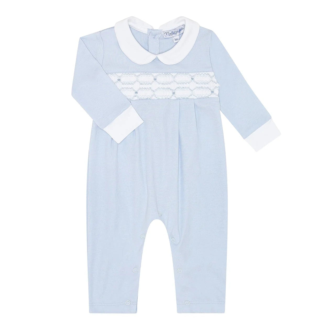 Nellapima Signature Smocked Boys Playsuit- Blue