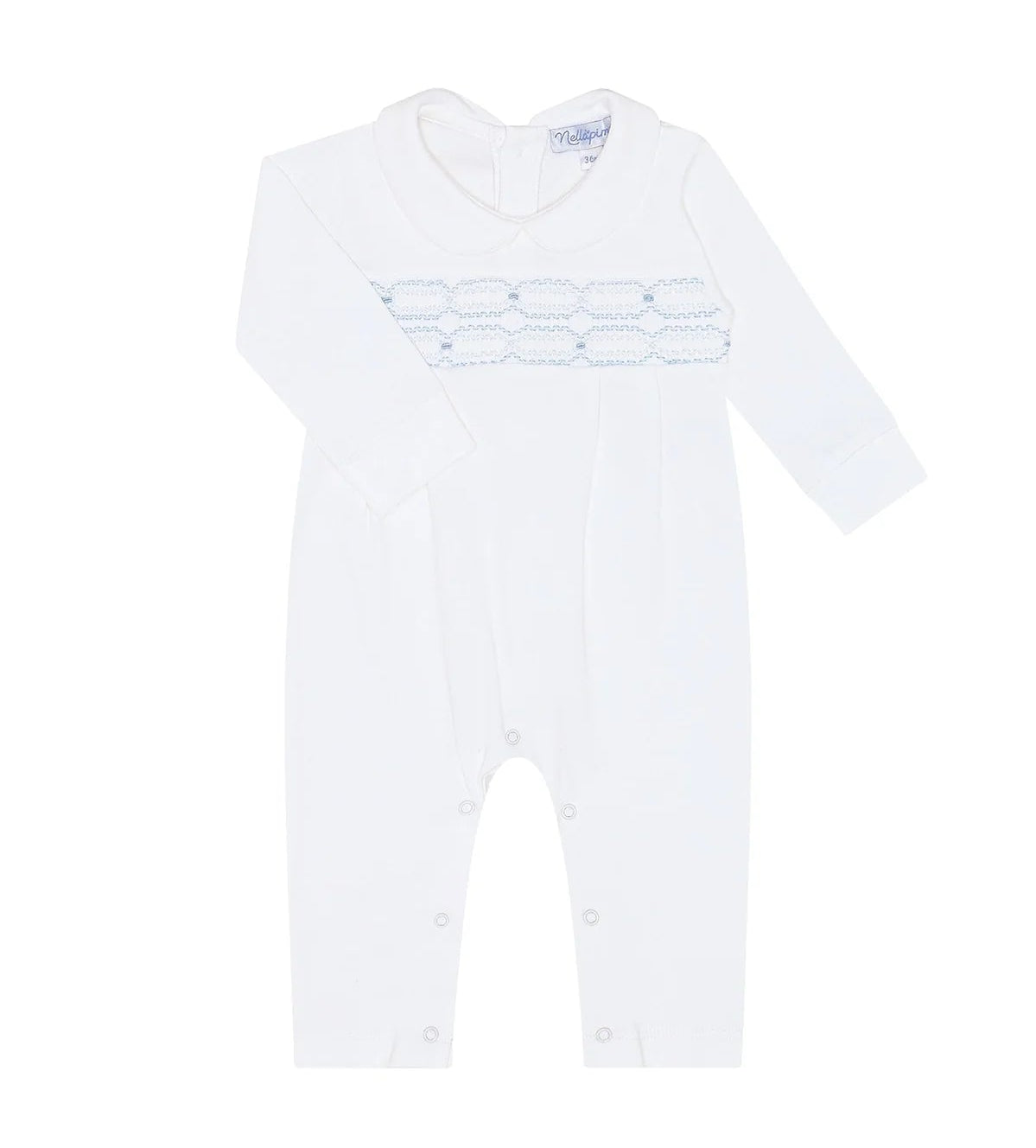 Nellapima Signature Smocked Boys Playsuit- White