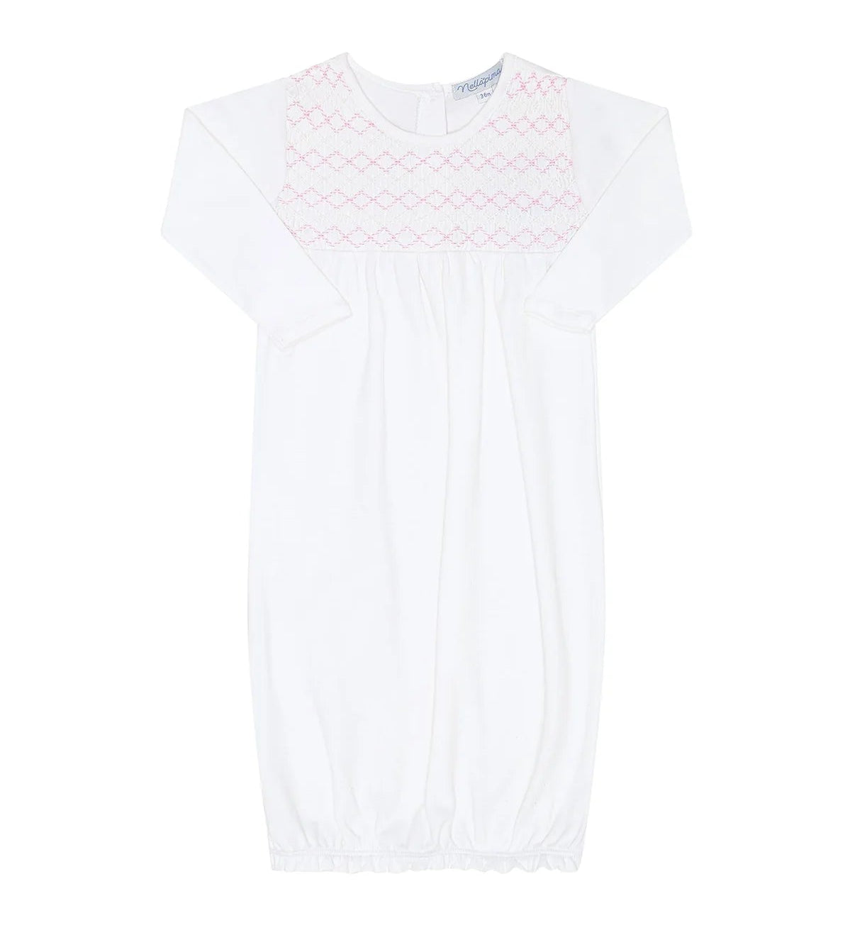 Nellapima Signature Smocked Girls Gown- White