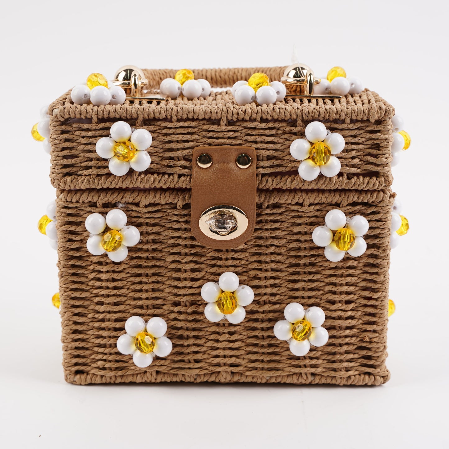 Jenna Lee Daisy Bag- Tan With White Daisies
