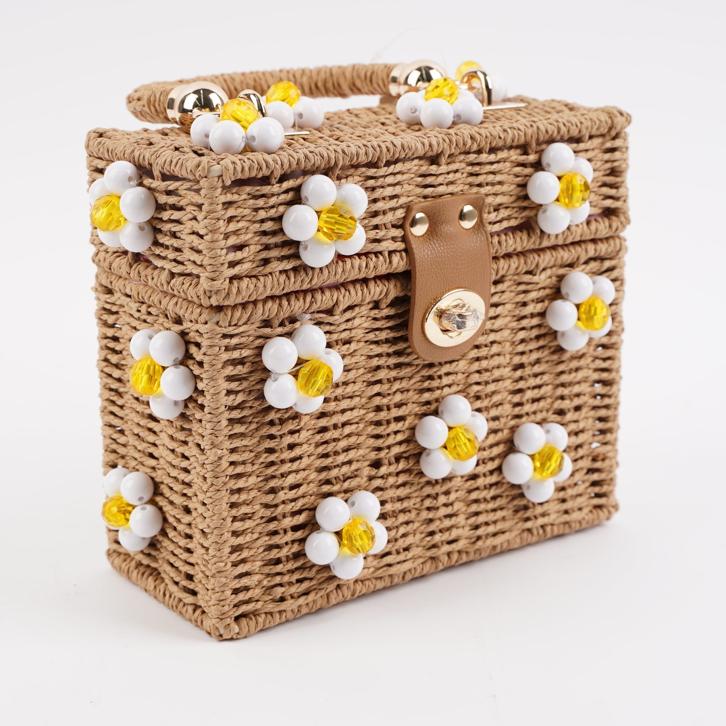 Jenna Lee Daisy Bag- Tan With White Daisies