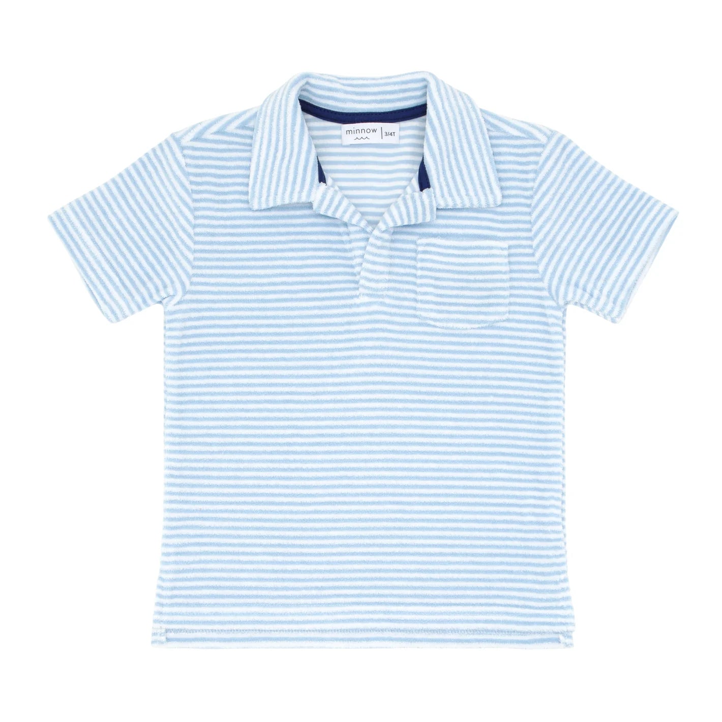 Minnow Boys Powder Blue Stripe French Terry Polo Shirt