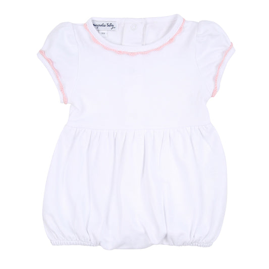 Baby Joy Baby Joy Embroidered Short Sleeve Bubble- Pink