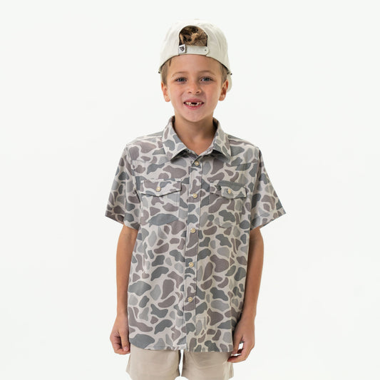 Burlebo Youth Performance Western Shirt - Classic Deer Camo