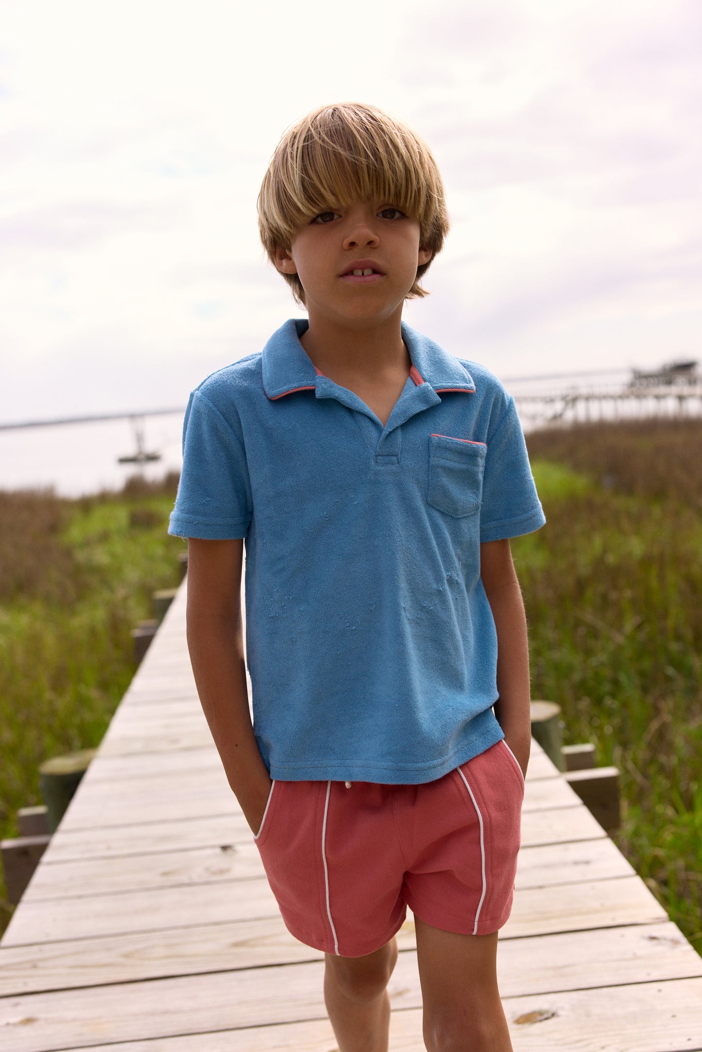 Cerulean Blue French Terry Polo