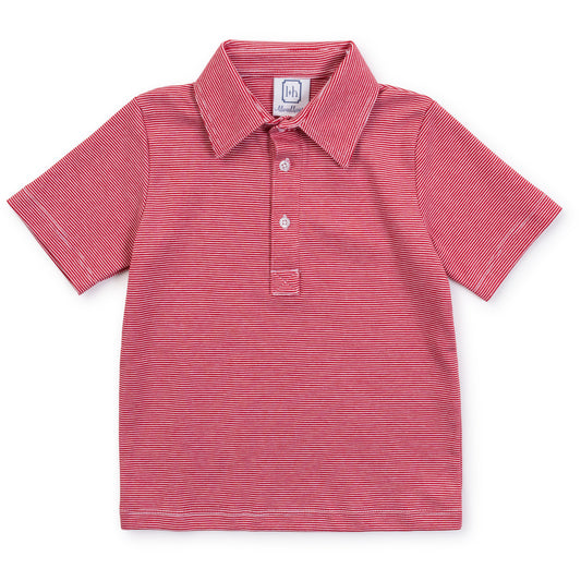 Lila and Hayes Griffin Polo Shirt - Red & White Stripes