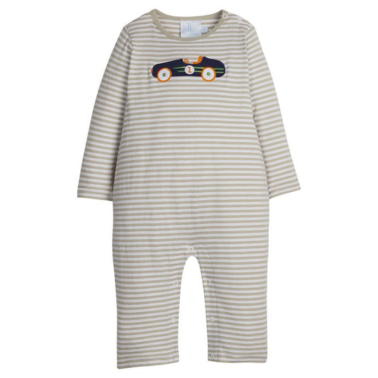Little English Applique Romper- Vintage Race Car
