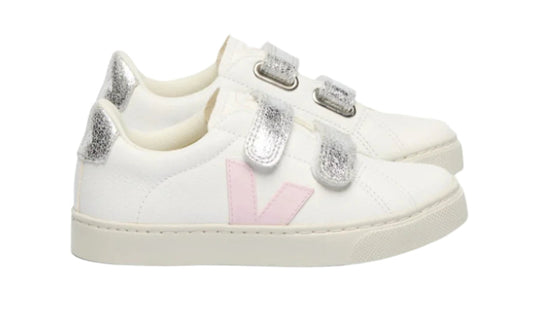 Veja Velcro Esplar Leather Sneakers- Petale Silver
