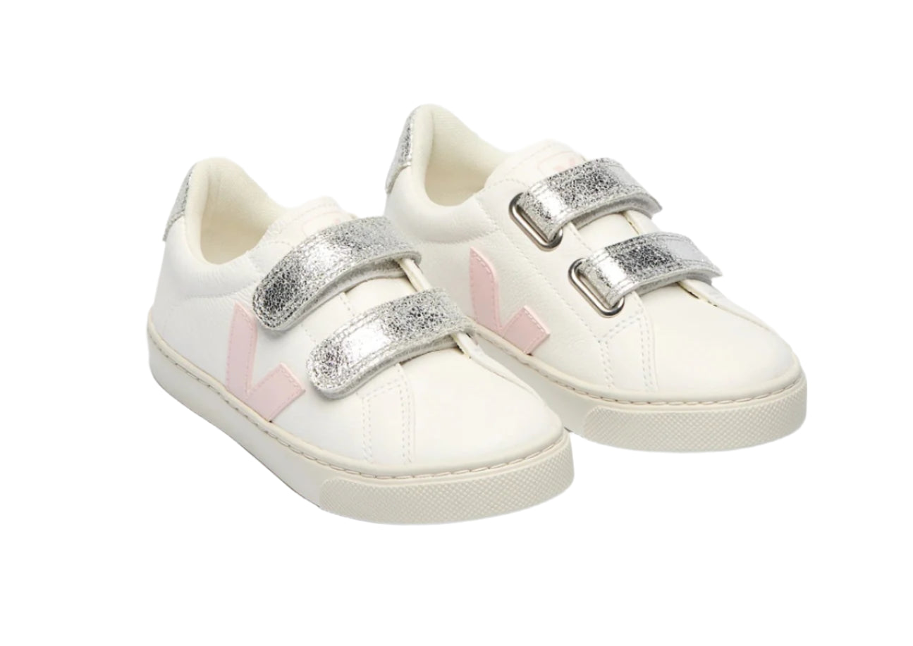 Veja Velcro Esplar Leather Sneakers- Petale Silver