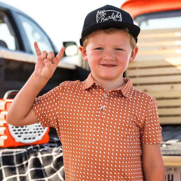 Burlebo Youth Polo - Burnt Orange & White Texas