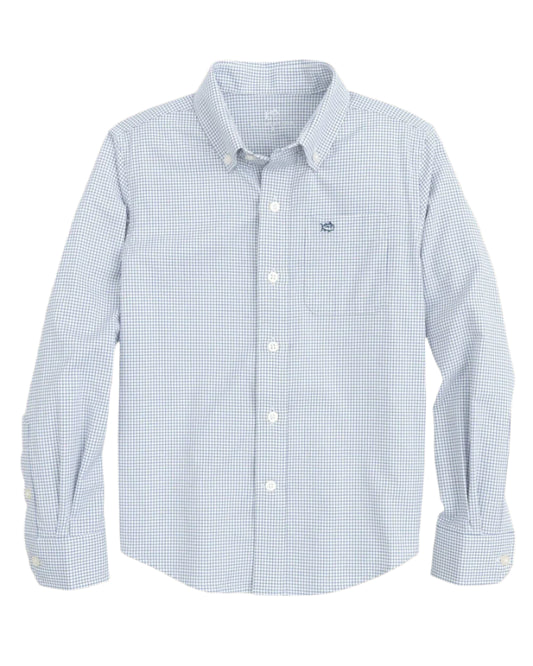 Southern Tide Intercoastal Rosemont Tattersall Sport Shirt- Seven Seas Blue