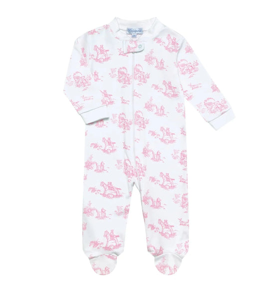 Nellapima Pink Teddy Bear Toile Zipper Footie