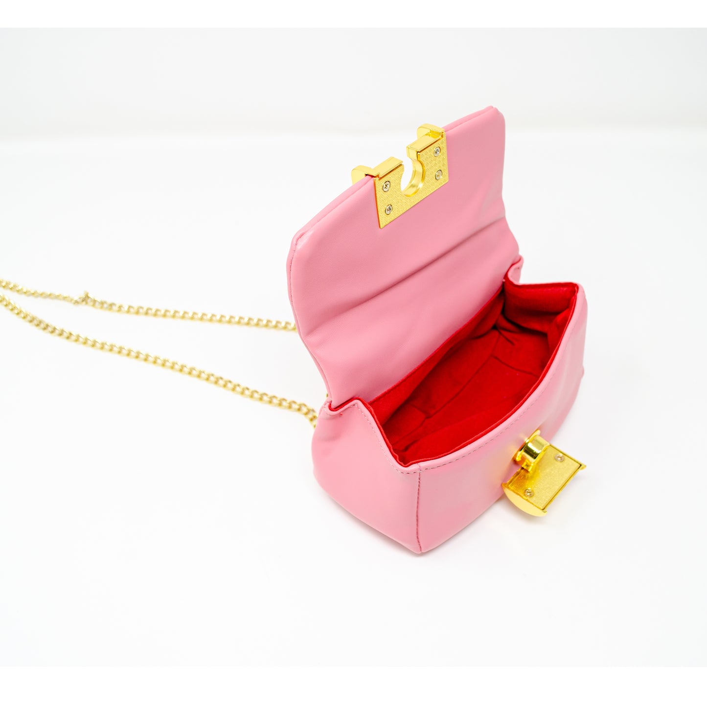 Leather Clutch Bag - Pink